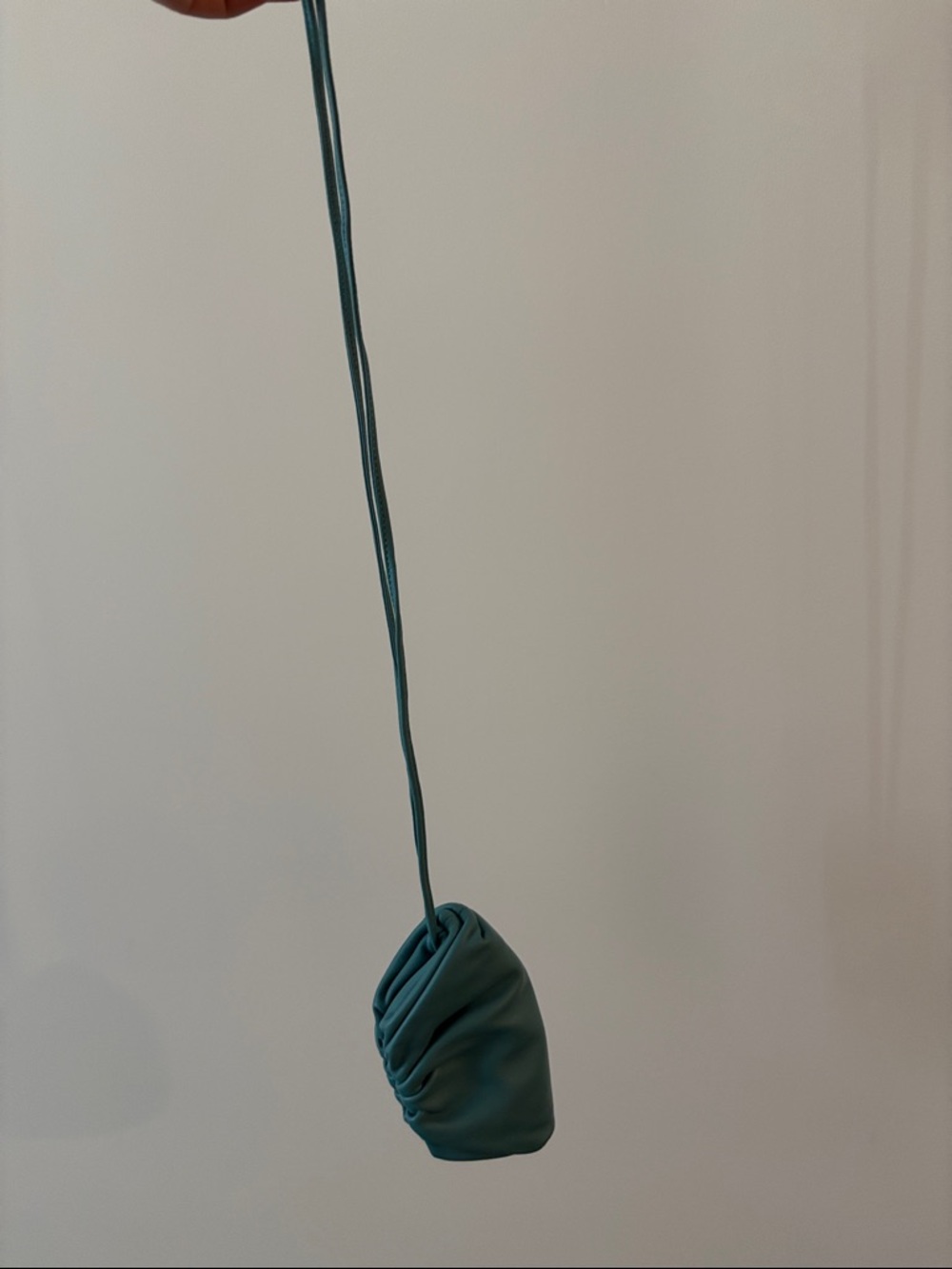 Bottega Veneta Teal Mini Gathered Leather Coin Pouch with Strap - Picture 5 of 9